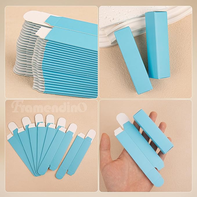 Framendino, 50 Pack Blue Kraft Lipstick Boxes Rectangle Reusable Lip Balm Packaging Cases Gift Wrapping Box for DIY Gift Packaging