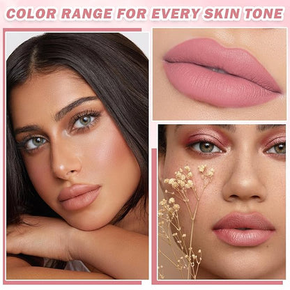 AWCCXMYM 3Pcs Matte Lipstick Nude Lip Stick Velvet Lip Stain Lightweight Long Lasting Waterproof Non-Stick Cup Not Fade Lip Gloss Set Makeup For Women