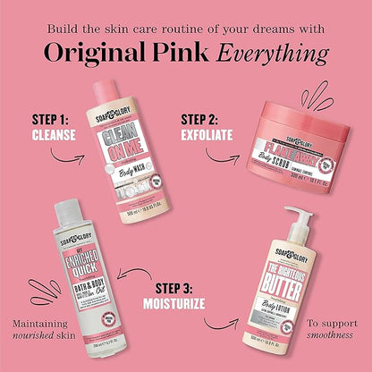Soap & Glory Original Pink The Righteous Butter Moisturizing Body Lotion Pump - Shea Butter, Vitamin E & Aloe Vera Vegan Body Moisturizer - Rose & Bergamot Scented Lotion (500ml)