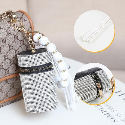 Lipstick Keychain, Leather Diamond Lip Gloss Holder, Stylish Gloss