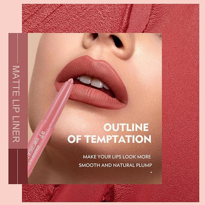 12Pcs Matte Lip Liner Set,Nude Matte Lip Liner Longwear