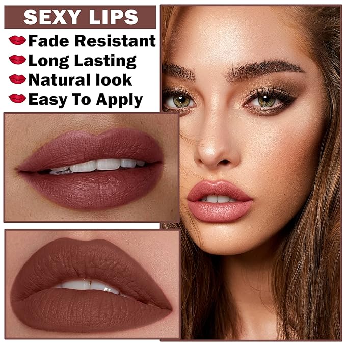 4PCS Nude Matte Lipstick Set Long-lasting Moisturizing Lipstick Set Velvet Lip Gloss Waterproof Labiales Set for Women-01 Clear,02 Nude,04 Light Pink,05 Amber