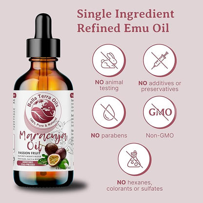 Bella Terra Oils - Maracuja (Passion Fruit) Oil 8 oz - A Symphony of B-Vitamins & Antioxidants, Immerse in the Luxury of Silky, Soft Skin