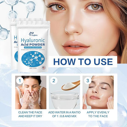 New Hyaluronic Acid Powder - Hyaluronic Acid Serum Low Molecular Weight, Vegan & Water-Soluble Pure Moisturizing for DIY Face (100g)