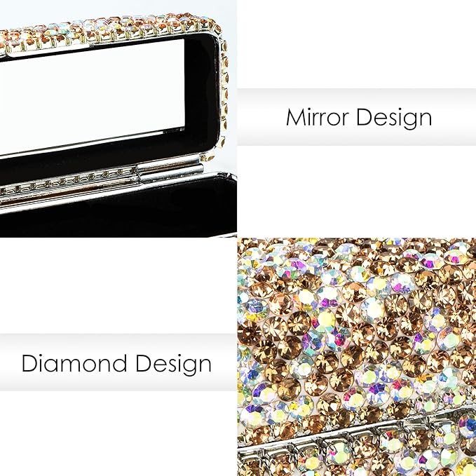 Lipstick Case with Mirror, Rhinestone Crystal Lipstick Organizer Organizer
