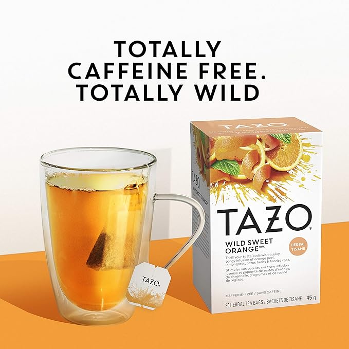 TAZO Wild Sweet Orange Tea Bags, Unsweetened Herbal Tea, Caffeine-Free, 120 Total Tea Bags (20ct - Pack of 6)
