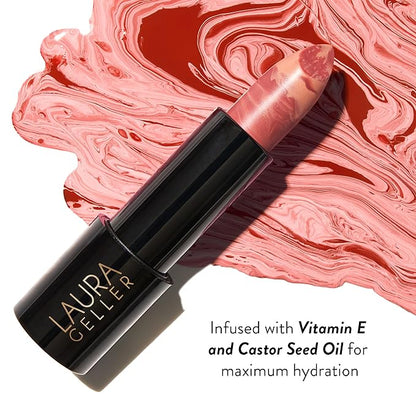 LAURA GELLER NEW YORK Italian Marble Sheer Lipstick - Peach Bellini - Hydrating & Lightweight - Vitamin E & Caster Seed Oil - Cream Finish
