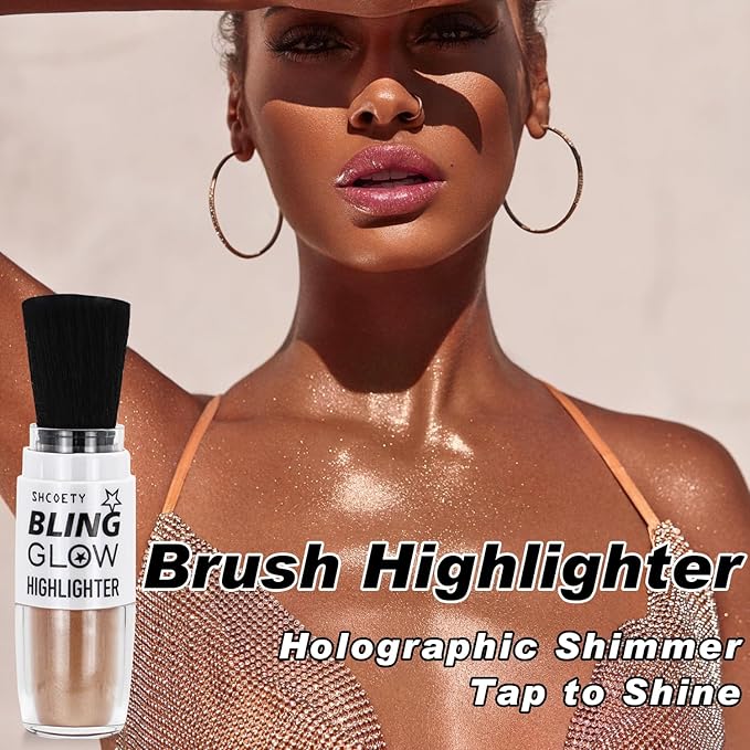 Glitter Powder Highlighter Makeup, Fairy Highlight Shimmer Body Kit(03# Champagne)