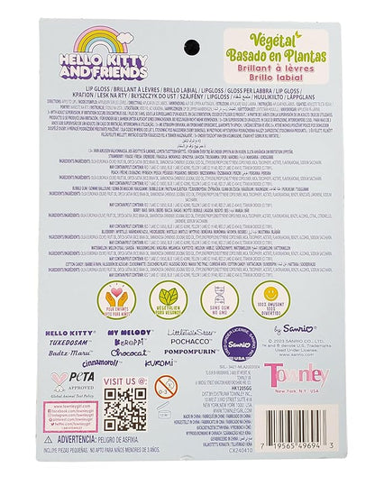 SANRIO Hello Kitty Lip Gloss Hello Kitty & Friends Lip Gloss, Plant Based Multi-Flavored, 7 Lip Glosses