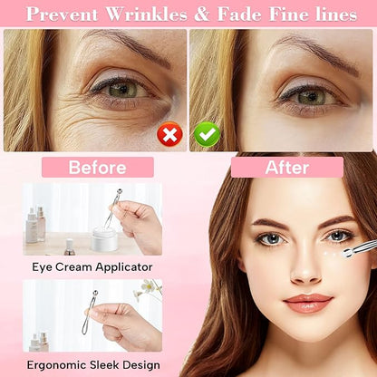 2 Pairs Under Eye Patches Eye Mask Silicone - Reusable Eye Patches Eye Wrinkle Patches, Plump Fine to Reduce Lines & Wrinkles, with Eye Cream Applicator, Tin Case