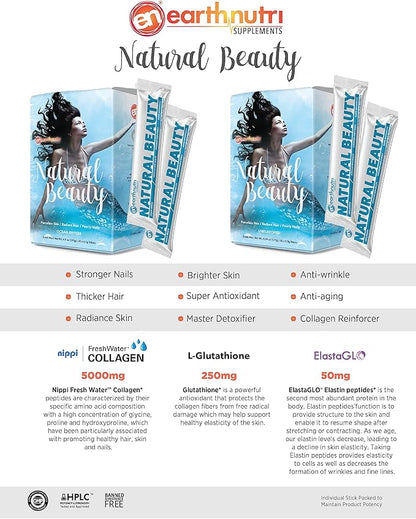 Marine Collagen Peptides Powder Supplement for Skin, Hair & Nails – Enhances Skin Elasticity & Hydration – Hydrolyzed Collagen – 5000mg per Serving – Non-GMO – Unflavored (30 Sticks Pack)