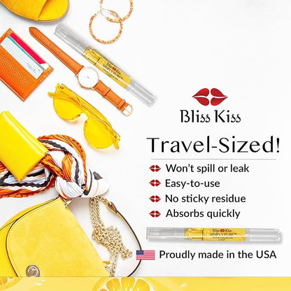 Bliss Kiss | 1 Crisp Fragrance | Nail Oil Cuticle Pen w/Vitamin E & Jojoba⏤Nail Strengthener Nail Growth Serum for Brittle Peeling Breaking Thin Nails