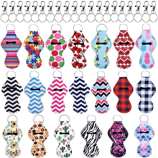 Duufin 20 Pieces Chapstick Holder Keychains Bulk Keyring