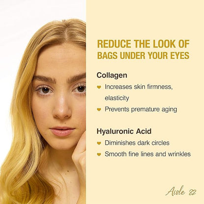 30 Pairs 24K Gold Under Eye Patches for Women – Collagen Gold Masks for Dark Circles and Puffiness - Under Eye Bags Treatment