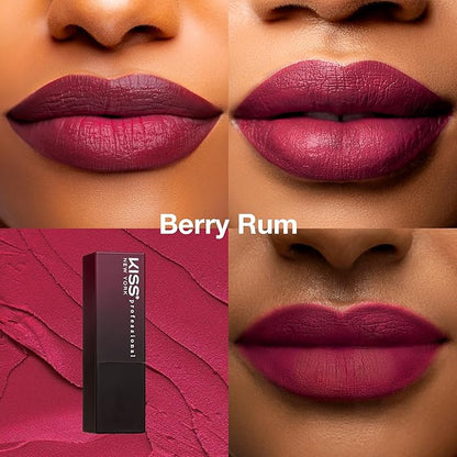 KISS NEW YORK Professional Rich Pigmented Lipstick, Smooth&Creamy Satin Finish, Long Lasting, Infused with Shea Butter and Vitamin E (Berry Rum)