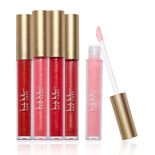 Nicole Miller Lip Gloss Collection, 5 Count (Pack of 1), Red Glitz