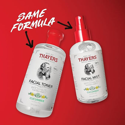 Thayers Alcohol-Free Witch Hazel Facial Mist Toner with Aloe Vera, Cucumber, Soothing and Hydrating, For All Skin Types, 8 oz