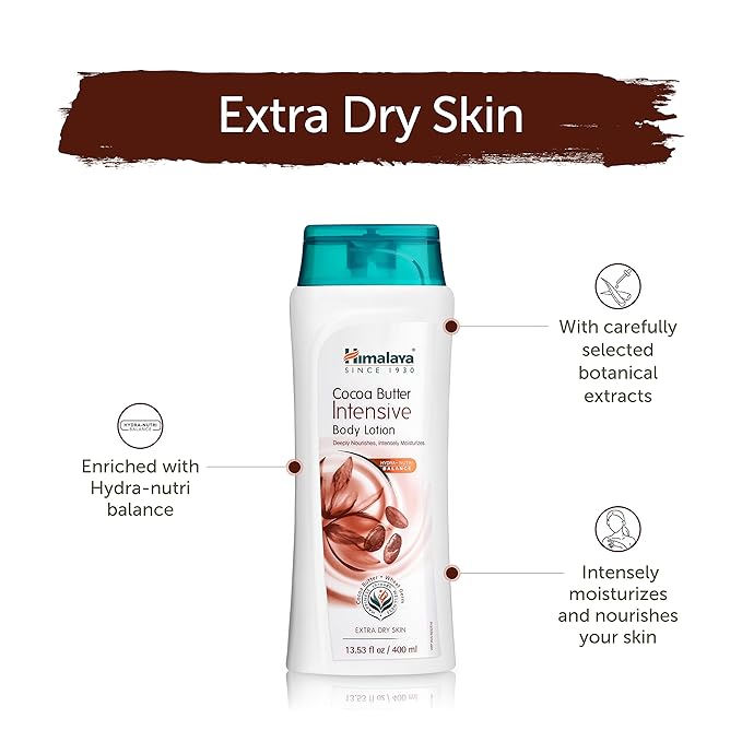 Himalaya Cocoa Butter Intensive Body Lotion for Extra Dry Skin 13.53 oz/400ml (Pack of 2)
