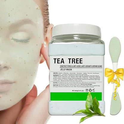 Jelly Mask Powder for Facials,Tea Tree Moisturizing Jelly Face Mask,24k Gold Jelly Face Mask,Face Masks with Double-ended Silicone Brush, 23 Fl Oz