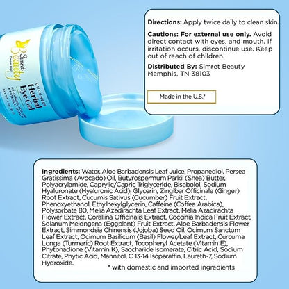 Eye Cream for Dark Circles, Anti-Aging Herbal Eye Gel with Hyaluronic Acid, Caffeine, Coffee, and Shea - Best for Puffiness, Wrinkles, and Fine Lines