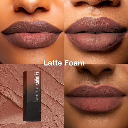 KISS NEW YORK Professional Rich Pigmented Lipstick, Smooth&Creamy Satin Finish, Long Lasting, Infused with Shea Butter and Vitamin E (Latte Foam)