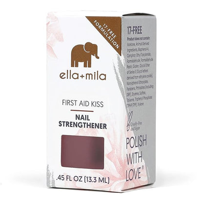 ella+mila "First Aid Kiss" Nail Strengthener and Growth treatment- Nail Repair Solution & Growth Treatment for Thin, Brittle & Damaged Nails - Nail Hardener with Vitamin E (0.45 fl oz)
