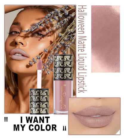 Halloween Dark Matte Liquid Lipstick for Women, Long Lasting Waterproof Lip Gloss, Face Body Painting, Vivid Vampire Lip Stain for Masquerade, Party Goth Makeup, Cosplay (#08 Nude Pink)