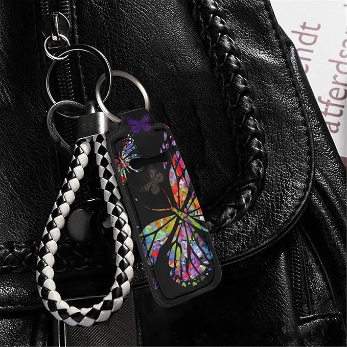 Horeset Chapstick Holder Watercolor Butterfly Slim Neoprene Lipstick