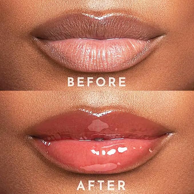 4 Colors Fat Lip Oil Set, Big Brush Head Hydrating Lip Glow Oil Lip Plumper Gloss, Shiny Transparent Lip Gloss Tinted Plumping Lip Oils, Non-sticky Long Lasting Fresh Clear Smooth Lip Care - A