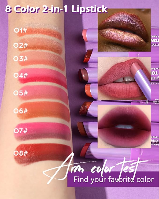 Pink Matte Lipstick Two Tone Waterproof Lip Gloss, Gloss,