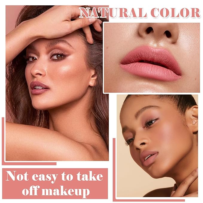3PCS Matte Nude Lipstick Set Liquid Lipstick Lip Gloss Set,Matte Velvety Lip Stick High Pigmented Lip Tint Lip Stain Set for Daily Makeups - Set C