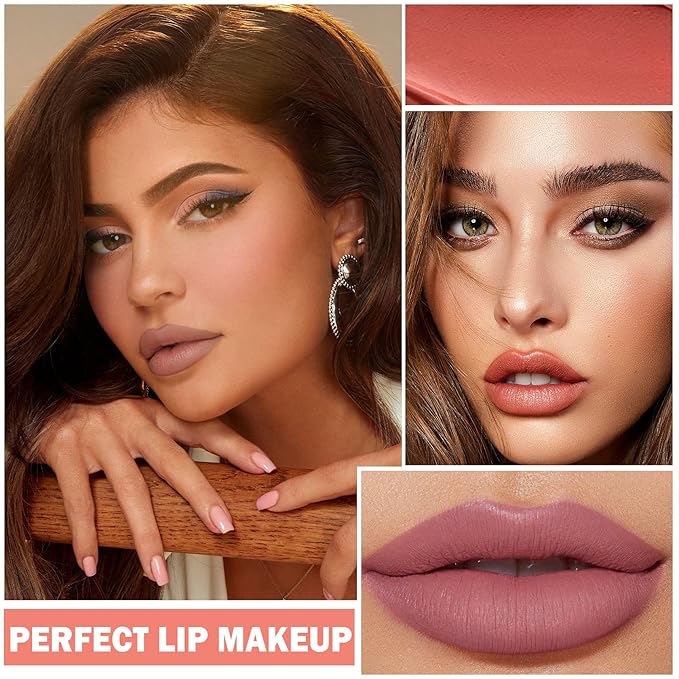 AWCCXMYM 4Pcs Nude Lipstick Set Lip Stain Lip Gloss