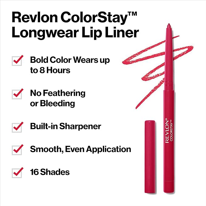 Revlon Lip Liner, Colorstay Face Makeup with Built-in-Sharpener, Lip