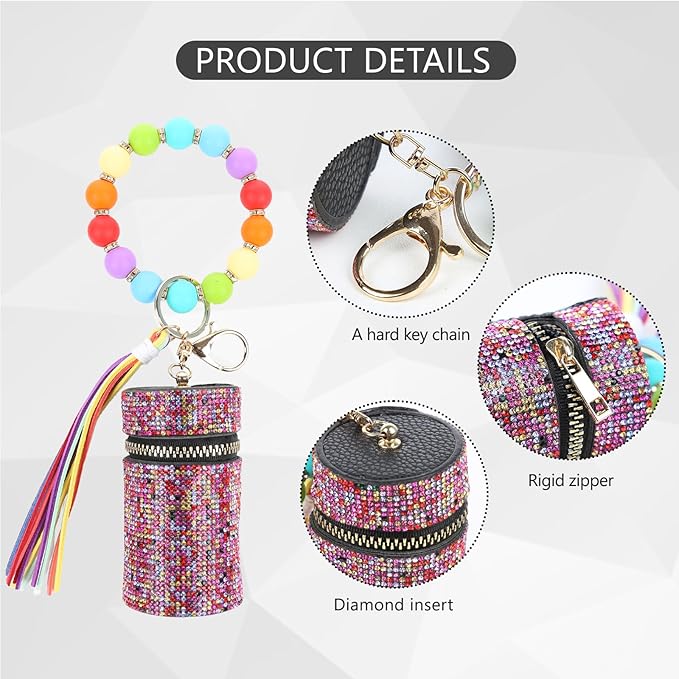 Lipstick Keychain, Leather Diamond Lip Gloss Holder, Stylish Gloss