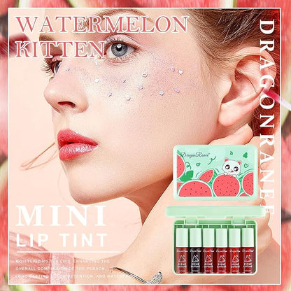 Sulily 6 Colors Lip Gloss,korean Waterproof Lip Tint Stain Moisturizing Natural Mini Liquid Lipstick,Multi-use Lip and Cheek Tint,Non-Stick Cup, High Pigment Long-Lasting lip stain,Watermelon