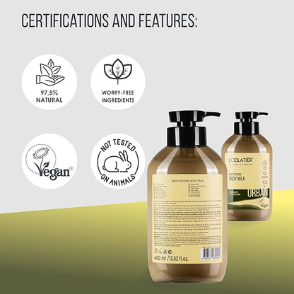 Moisturizing Body Milk - Hydrating Body Lotion for Dry Skin, 97.5% Natural, Vegan Certified with Mulberry & Avocado Oil, Lightweight & Non-Greasy Formula for Women & Men - 13.5 Fl Oz
