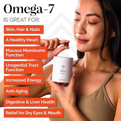 sibu Omega-7 Softgels, Premium Organic Himalayan Sea Buckthorn Oil (180ct, 90 Day Supply) – Supplement for Healthy Skin, Hair, Nails and Dryness