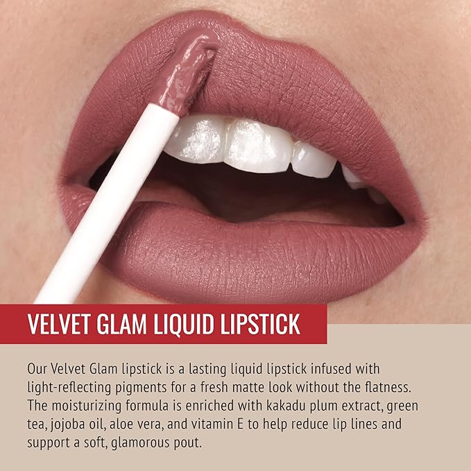 Runway Rogue Velvet Glam Liquid Lipstick, Almost-Matte Mauve Lipstick with a Hint of Spice, ‘90s Nude’