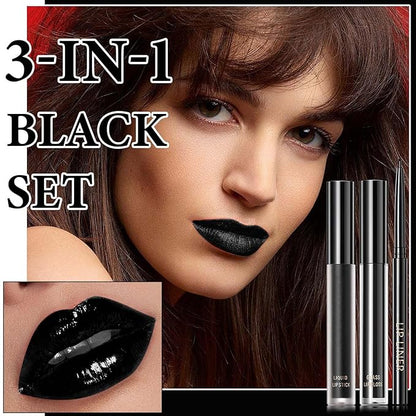 3 Pcs Lip Liner and Lipstick Set,Waterproof Black Liner,Long