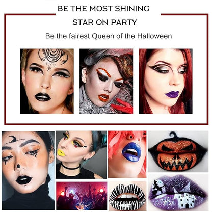 2 Pcs Halloween Dark Matte Liquid Lipstick + Lip Liner Pens Sets, 8 Colors High Pigmented Goth Sexy & Bold Lip Gloss, 24H Waterproof Long-lasting Matte Lipstick , Non-Stick Cup Velvety Lip Makeup for Women (Green)