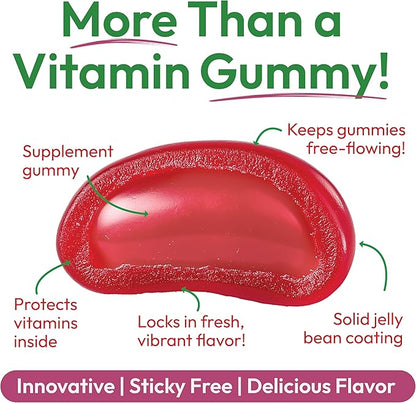 Biotin Jelly Bean Gummy Vitamins, Extra Strength Biotin for Hair, Skin and Nails, 5000mcg per Serving, Hair Growth Vitamins for Men and Women, 120 Strawberry Blast Jelly Beans, Kosher