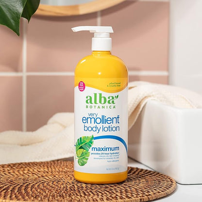 Alba Botanica Very Emollient Body Lotion, Maximum Dry Skin Formula, 32 Oz & Very Emollient Body Lotion, Coconut Rescue, 32 Oz
