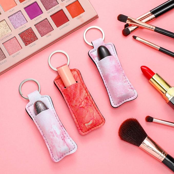 Blulu 10 Pieces Lipstick Holder Keychains Clip-on Lipstick