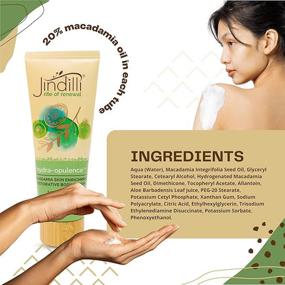Hydra-Opulence Macadamia Body Lotion for Women and Men, All-Natural, Cruelty-Free Moisturizer with Aloe Vera. Ideal for Sensitive Skin, Eczema, Rosacea, Sunburn, Massages. (3.4 fl oz)