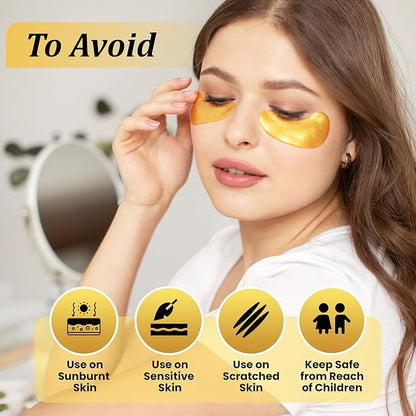 Beauty Golden Under Eye Patches (60 Pairs) - Under Eye Mask for Face Collagen Skin Care Products, Treatment for Dark Circles, Puffy Eyes, Refreshing, Revitalizing, Travel, Wrinkles