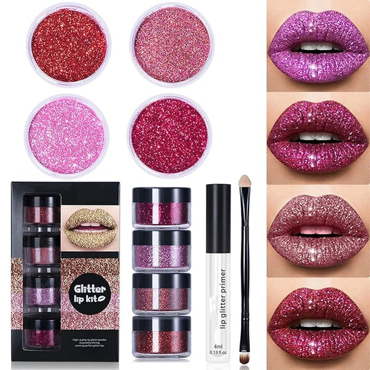 MAEPEOR Glitter Lip Kit 4 Colors Diamond Metallic Glitter