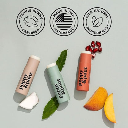 Poppy & Pout Sweet Mint A Jumbo Lip Balm | All Natural Lip Balms & Moisturizers | Hydrates with Beeswax, Vitamin E, Organic Coconut Oil | Cruelty-Free | Lip Balm in Recyclable Cardboard Tube