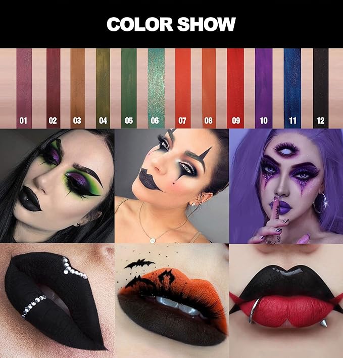 4PCS Halloween Matte Liquid Lipstick Lip Kit,24 Hour Long