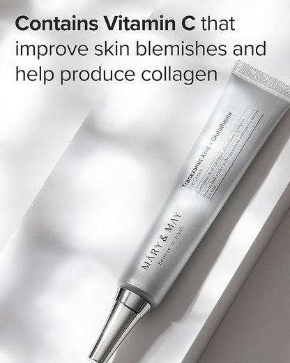 Mary&May Glutathione Eye Cream Special Set - Powerful Antioxidant, Reduces Dark Circles in the Eye, Improve Uneven Skin Tone with Vitamin C, 1.01 oz.+ Mini 0.4oz 2 Pack
