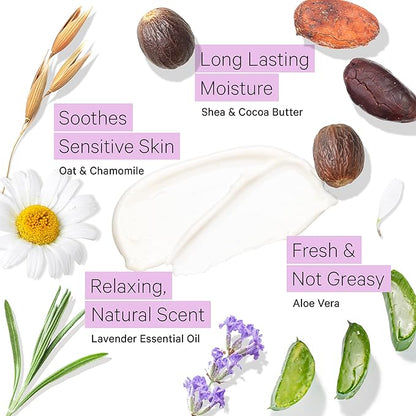 Tree to Tub Lavender Shea Butter Body Lotion for Dry Skin & Sensitive Skin Face Wash for Dry Skin - Moisturizing Sensitive Skin Lotion & Gentle Hydrating Foaming Face Cleanser for Women & Men